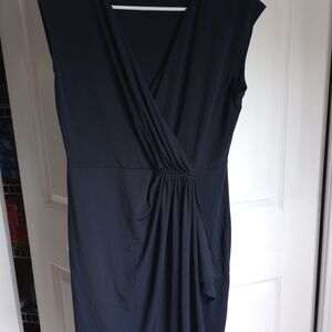 Michael Kors Black Draped Midi Dress